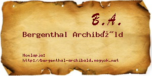 Bergenthal Archibáld névjegykártya
